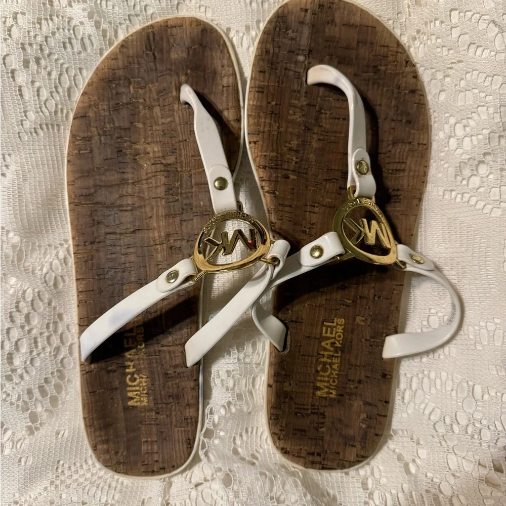 Michael Kors Women’s Sandals white and bamboo women’s 8 - Picture 2 of 3